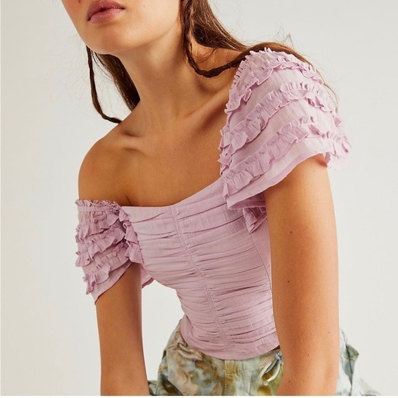 Free People Thank You Very Sweetly Crop Top Blush Lilac - Picture 1 of 4